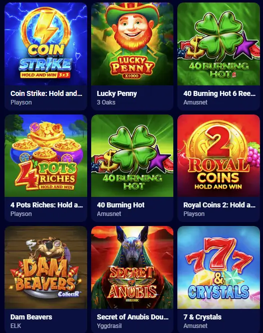 Spinay Casino'nun demo slot seçimi