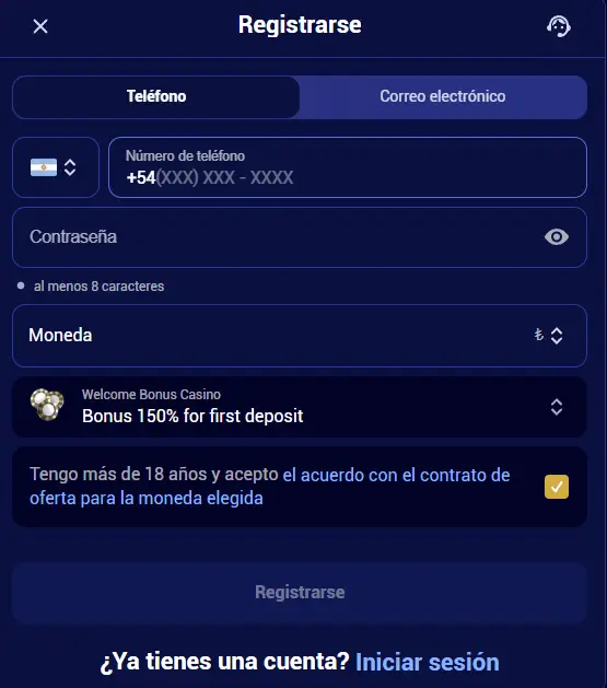 Cómo registrar una cuenta en Spinay Casino