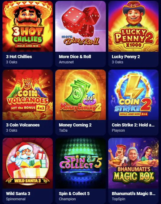 Directorio de máquinas tragamonedas de Spinay Casino en Argentina